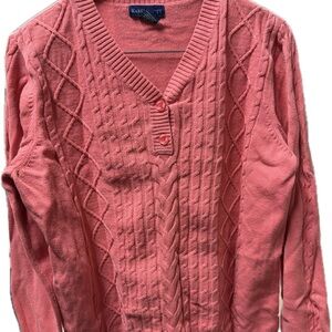 Karen Scott Women's Coral V-Neck Sweater